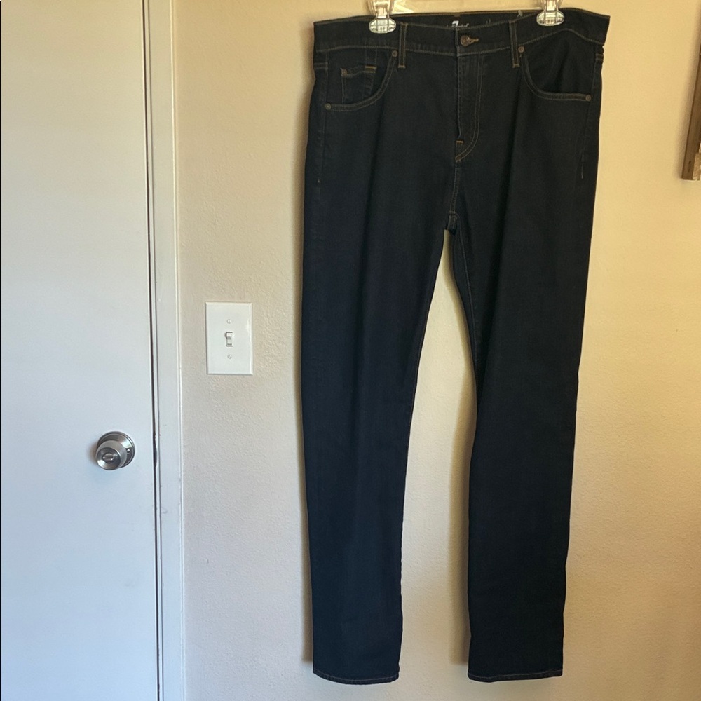7 For All Mankind 125 King Relaxed Straight Leg Jeans - Blue - Size 36